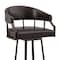 Armen Living Palmdale 30" Swivel Brown Faux Leather and Java Brown Metal Bar Stool 795044878141 - alternate 9